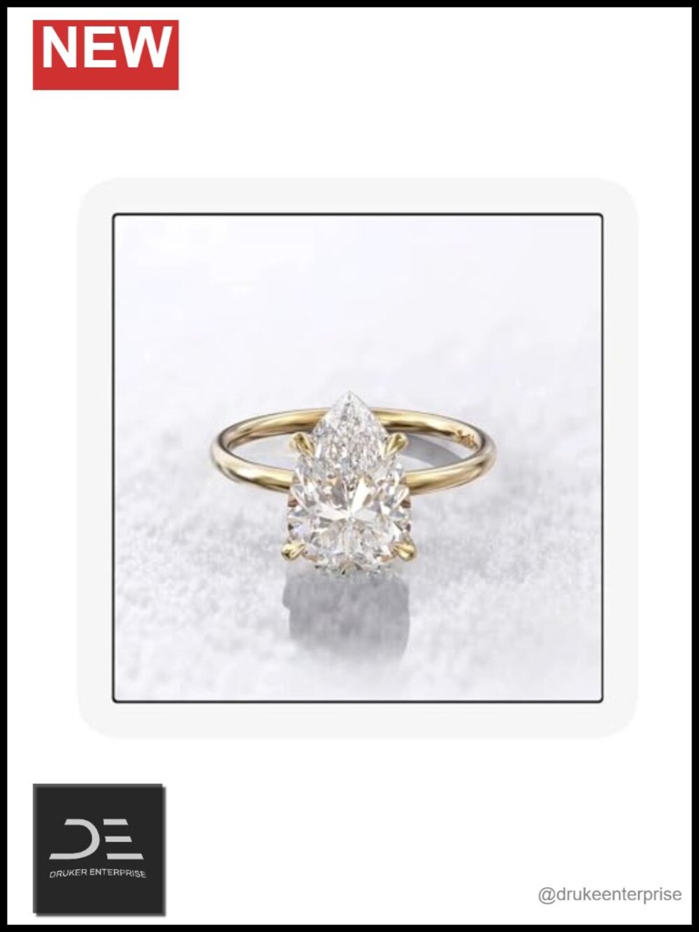 925 Sterling Silver Pear Moissanite Wedding Ring Engagement Band Solitaire Gift